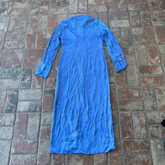 J.Crew Delphinium Blue Satin Maxi Dress Size 6 Luster Crepe NWT - Picture 4 of 4